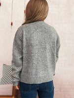 Flower Button Up Ribbed Hem Cardigan