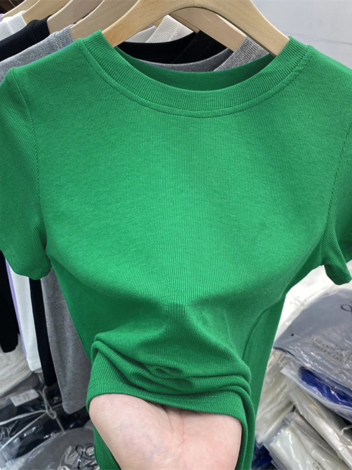 Crew Neck Short Sleeve T-Shirt - Ladyez