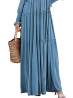 V-Neck Long Sleeve Tiered Maxi Dress