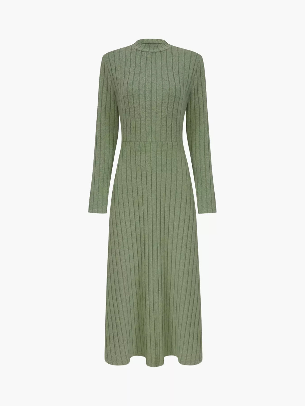Ribbed Knit Long Sleeve Midi Dress