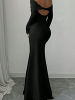 Off-Shoulder Long Sleeve Bodycon Maxi Dress - Ladyez
