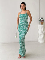 Crisscross Back Floral Print Bodycon Maxi Dress - Ladyez