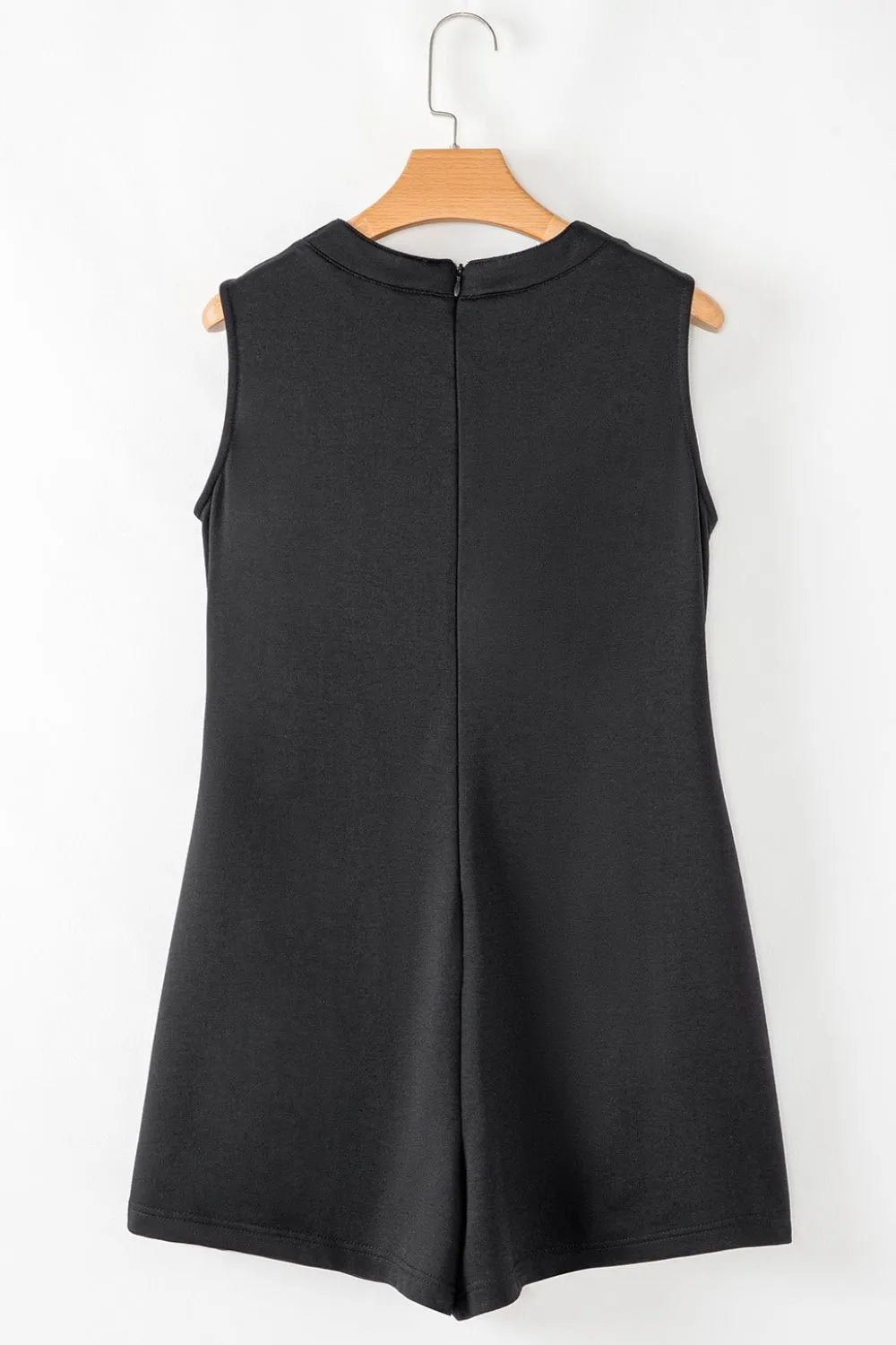 Tie V Neck Pintuck Sleeveless Loose Romper - Ladyez