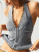 Frill Halter Neck Cami Top - Ladyez