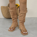 Toe Post Block Heels Boots - Ladyez