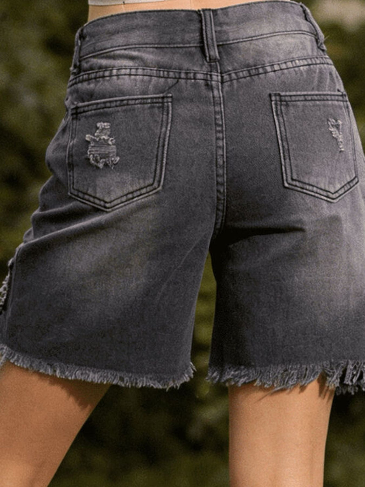 Full Size Ripped Frayed Hem Denim Shorts Plus Size