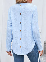 Openwork Textured Long Sleeve Top
