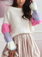 Color Block Round Neck Sweater