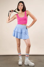 VERY J Riffled Tiered Layers Activewear Skirt with Shorts - Ladyez