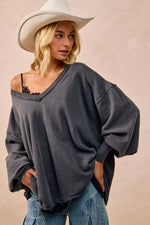 BiBi Mineral Washed French Terry Oversized Sweatshirt