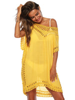 Bohemian Crochet Trim Beach Cover Up Dress - Ladyez