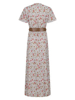Full Size Printed V-Neck Short Sleeve Maxi Dress Plus Size