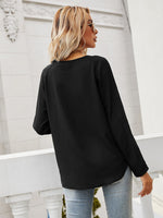 Ivy Lane Tie Neck Long Sleeve Semi-Sheer Blouse - Ladyez