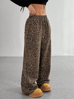 Leopard Wide-Leg Drawstring Pants