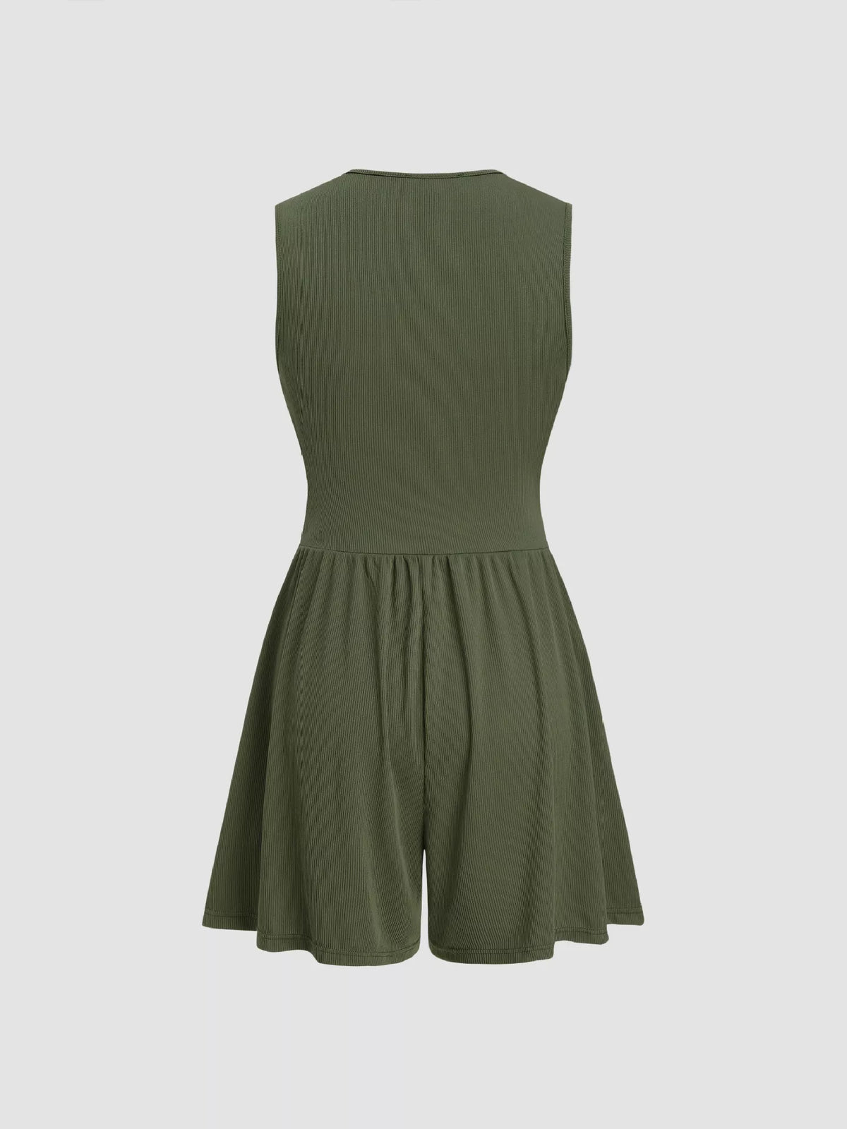 Deep V-Neck Ruched Sleeveless Romper