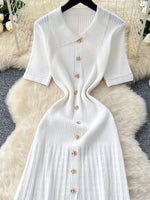 Button Front Short Sleeve Knit Dress