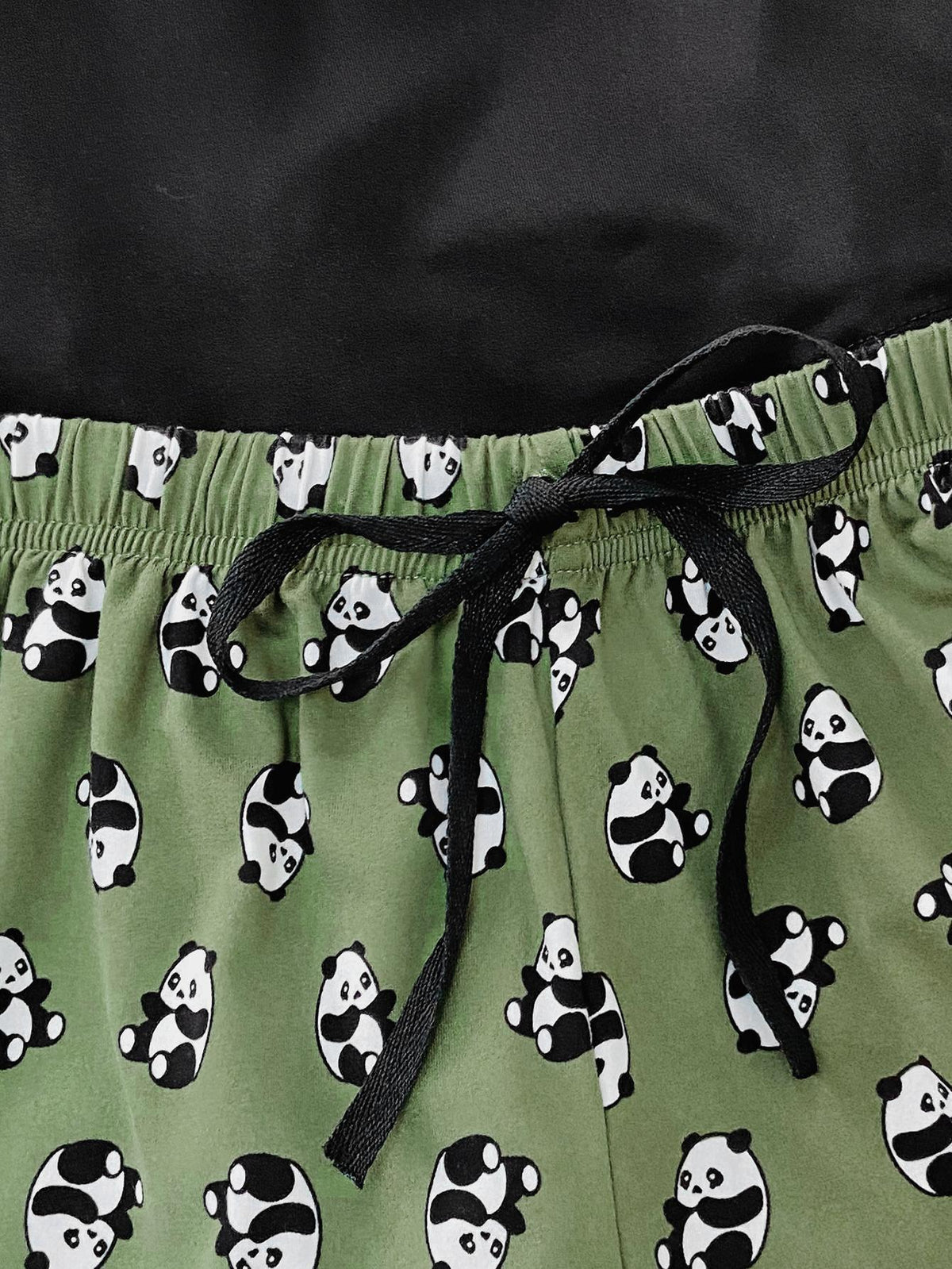 Graphic Tee and Panda Print Shorts Lounge Set - Ladyez