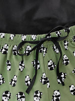 Graphic Tee and Panda Print Shorts Lounge Set - Ladyez