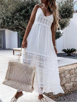 Full Size Bohemian Crochet Trimmed Cami Dress with Tassel Trim Plus Size