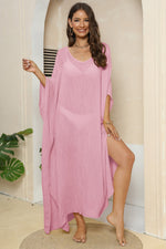 V-Neck Three-Quarter Sleeve Cover-Up - Ladyez
