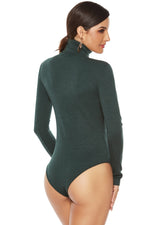 Ribbed Turtleneck Long Sleeve Bodysuit - Ladyez