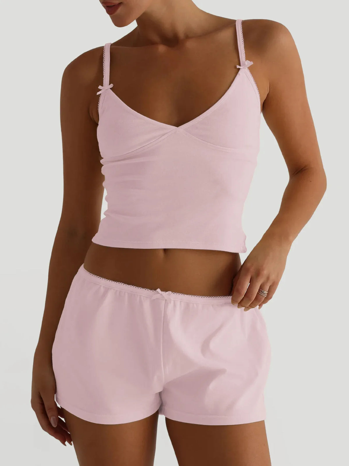 V-Neck Cami and Shorts Set - Ladyez