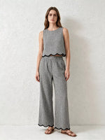 Plaid Scalloped Trim Tank and Pants Set