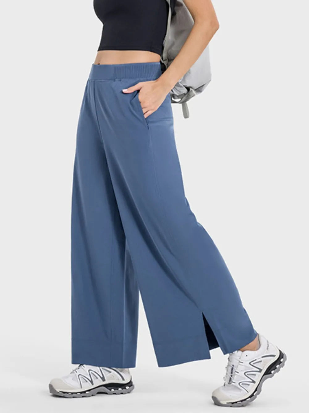 Millennia Slit Wide Leg Active Pants - Ladyez