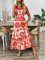 Floral Print Tie-Shoulder Midi Dress