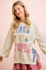 BiBi 4th Of July Stars And Stripes Patches Sweatshirt