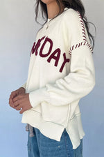 Drop Shoulder Game Day Letter Sweater