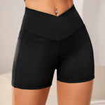 Wide Waistband Active Shorts with Pocket - Ladyez