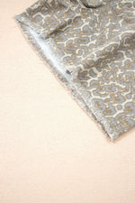 Raw Edge Leopard Print Denim Shorts