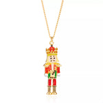 Christmas 18K Gold-Plated Nutcracker Pendant Necklace