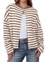 Striped Button-Up Cardigan