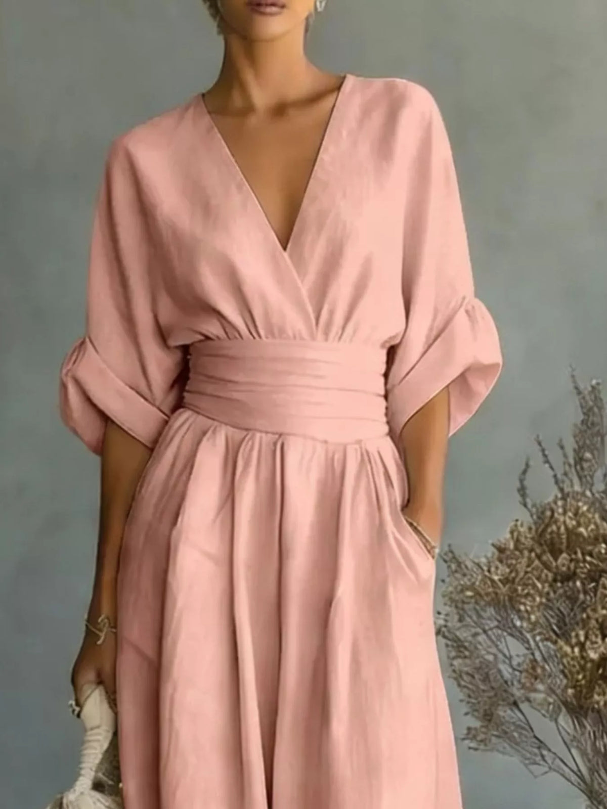 Full Size Half Sleeve Wide-Leg Jumpsuit Plus Size