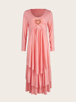Full Size Heart-Decor Layered Midi Dress Plus Size