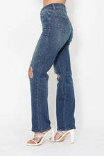 Judy Blue Full Size Hw Ripped Knee Dad Jeans Plus Size - Ladyez