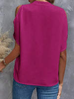 Notched Cold Shoulder Blouse
