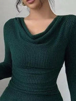 Cowl Neck Flare Sleeve Top