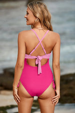 Cutout V-Neck Spaghetti Strap One-Piece Swimwear - Ladyez