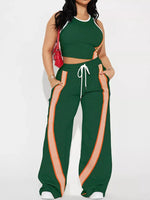 Striped Detail Top and Drawstring Pants Set