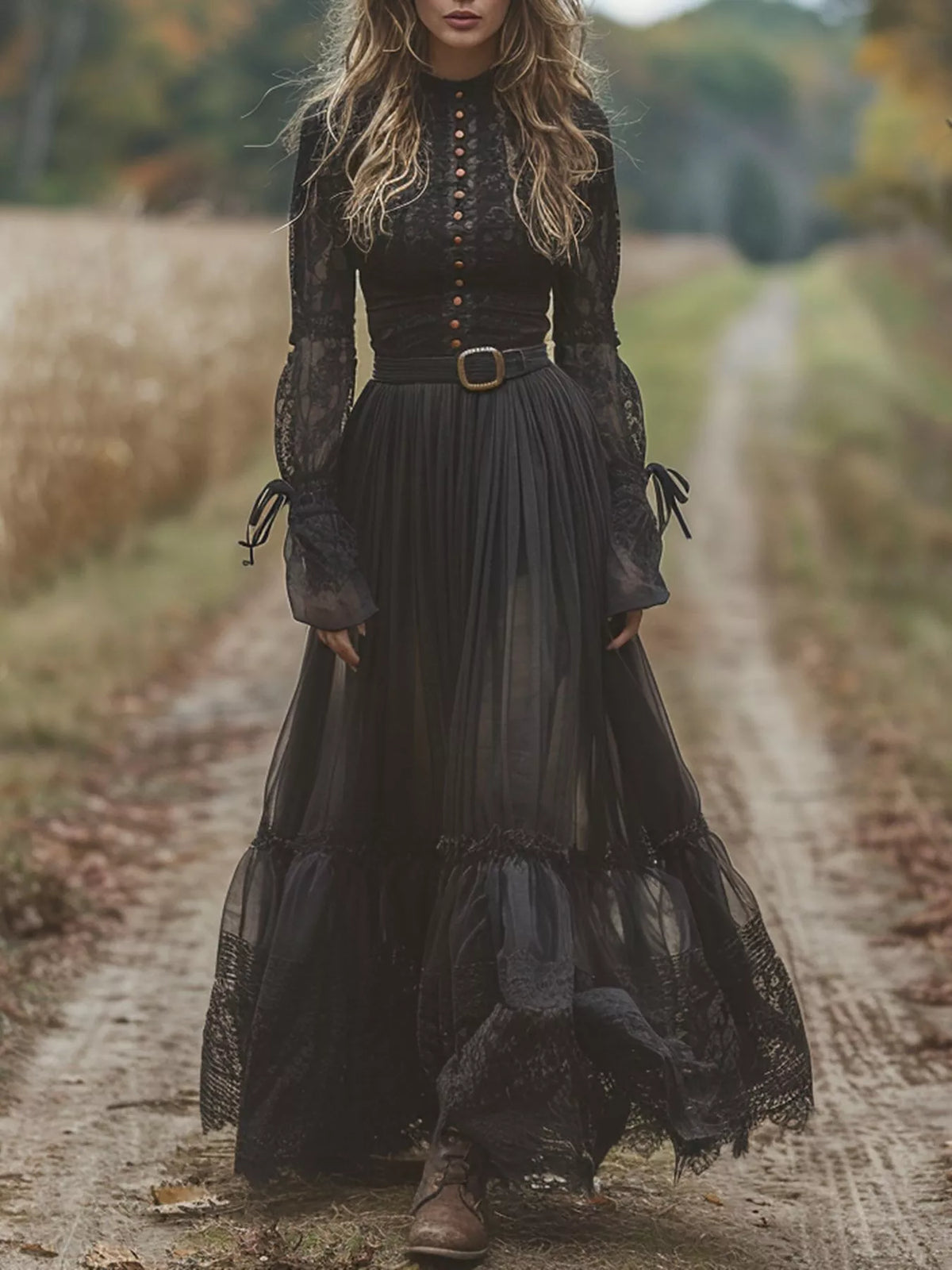 Lace Long Sleeve Maxi Dress