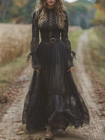 Lace Long Sleeve Maxi Dress