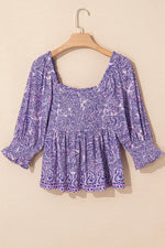 Printed Square Neck Half Sleeve Blouse