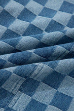 Frayed Hem Checkered Denim Mini Dress