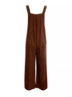 Front Ruched Wide Leg Jumpsuit with Pockets