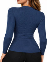 Full Size Ribbed Long Sleeve Slim Fit T-Shirt Plus Size