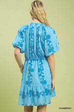 Umgee Floral Tie-Waist Boho Mini Dress