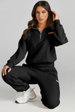 Quarter Zip Top and Drawstring Pants Active Set - Ladyez